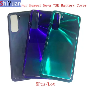 5 Adet Pil Kapağı Cam Panel Arka Kapı Konut Case Huawei Nova 7 SE Arka Kapak Logo ile Yedek Onarım Parçaları