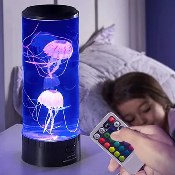 LED Denizanası Gece Lambası USB Powered Fantezi Akvaryum LED Lamba 7 Renk Masaüstü Dekor Çocuklar için Hediye Rahatlatıcı Mood Lambası Yatak Odası