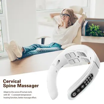 Elektrikli boyun masajı EMS darbe şarj edilebilir USB servikal Traksiyon terapi masaj stimülatörü ağrı kesici ısıtma ekipmanları