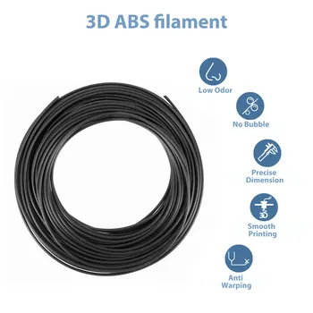 10M ABS 3D 1.75 mm Yazıcı Filament 3D Karalama Kalem Yazıcılar için-Siyah