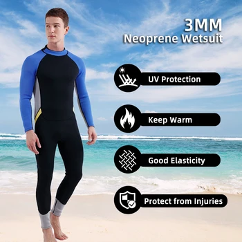 Erkekler Geri Zip Tam Vücut 3mm Neopren Wetsuit dalgıç kıyafeti Dalış Sörf Tüplü Dalış Yüzme DM07 Wetsuit