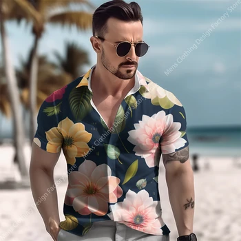 Moda erkek Hawaii Streetwear Gömlek Ve Rahat Büyük Boy 3D Baskı Sycpman Resmi Renk Lüks Harajuku Giyim Tops