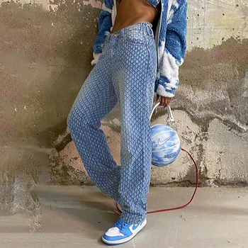 Y2k Kadınlar Vintage kot pantolon 2023 Yüksek Bel Pantolon Yırtık Parti Gevşek Düz Kot Dipleri 90s Streetwear İçi Boş Mavi Yeni