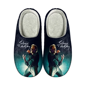 Johnny Hallyday Rock Yıldızı Ev Pamuk özel terlikler Yüksek Kalite Unisex Peluş Moda Rahat Tutmak sıcak ayakkabı Termal Terlik