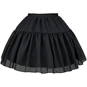 Kız Lolita İç Çamaşırı Cosplay Petticoats Jüpon Yarım Fişleri Elastik Bel Şifon Etek