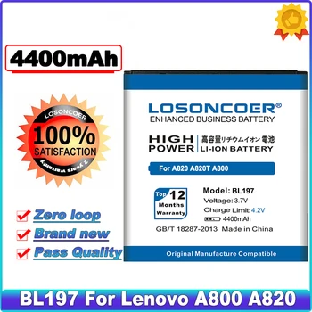 Yeni geldi 4400 mAh BL197 li-iyon lenovo için batarya A820 Pil A820T A800 S868T S750 S720i A798T S870E S899T Cep Telefonu