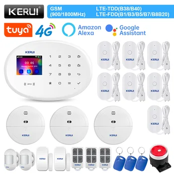 KERUI W204 4G Dokunmatik Alarm paneli kablosuz Ev Sistemi GSM WİFİ Alarm Tuya Akıllı Destek Alexa Hırsız RFID Hareket sensör dedektörü
