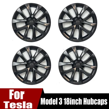 4 adet 18 İnç Tekerlek Hubcap Tesla Modeli 3 teker göbeği kapağı Performans Otomatik Değiştirme jant kapağı Tekerlek Kapağı Tam jant kapağı 2018-2023