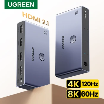 UGREEN HDMI 2.1 2.0 8K Anahtarı 3 ın 1 Out Uzaktan Kumanda ile 8K@60Hz, 4K @ 120Hz Dönüştürücü Splitter Switcher Xbox PS5 Monitörler