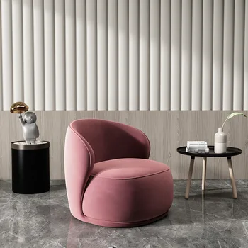 Pembe İskandinav Sandalyeler Oturma Odası Tasarımcı Lüks Kadife Modern Salonlar Sandalye Tek Kanepe Salon Şezlong Pliante Mobilya MQ50KT