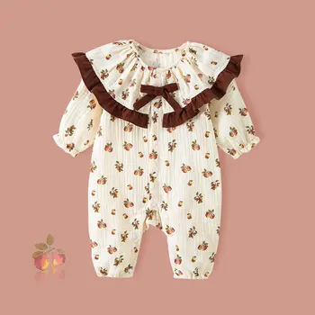 Bebek Kız Giysileri 0 ila 12 Ay Uzun kollu Yeni Doğan Kostüm Bebekler İçin Bebek Tulumlar Romper bebek kıyafetleri İlmek İle