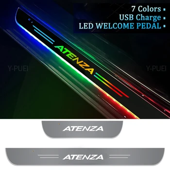 Mazda ATENZA için USB güç hareketli araba LED projektör lambası akrilik kapı eşiği yolu karşılama pedalı ışık dış oto aksesuarları