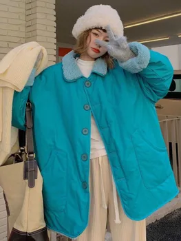 Geri dönüşümlü Ceketler Kadın Rahat Gevşek İki Yan Aşınma Y2k Estetik Mujer Chaqueta Kore Moda Harajuku Kuzu Yün Ceket
