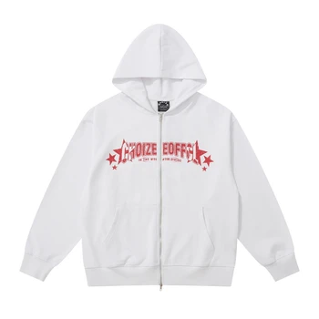 Streetwear Harajuku Goth Büyük Boy Kış Erkek Giysileri Y2K Fermuar Hırka Hoodie Hip Hop Mektup Grafik baskılı kapüşonlu svetşört Tişörtü