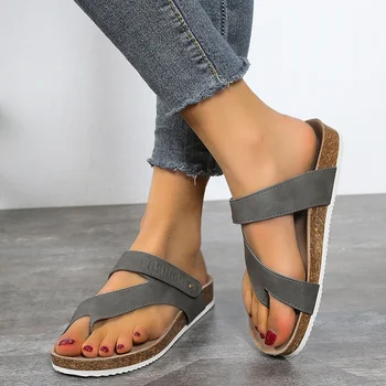 2023 Yeni Yaz Sandalet kadın Kama Terlik Konfor Artı Sandalet Burnu açık düz ayakkabı Kama Terlik