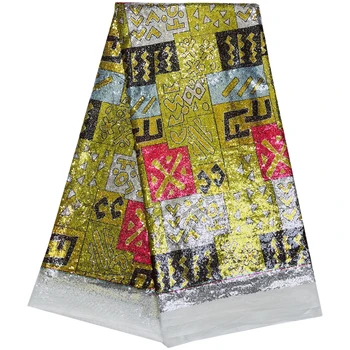Pullu Dantel Kumaş Parlak Fransız Dantel Parti Elbise Afrika Nijeryalı payetli dantel 5 Metre