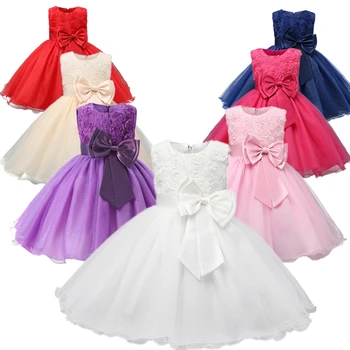 Çiçek Kız Elbise Düğün için Prenses Kabarık Balo elbisesi Bebek Kız Resmi Giysi Çocuk Tutu Beyaz Elbise Kızlar için