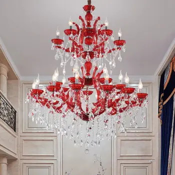 Avrupa Kristal Dekoratif Avize Aydınlatma Atmosferik Villa Oturma Odası Kolye Lambaları Lüks Otel Lobisinde LED Avizeler