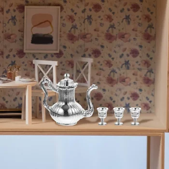 Minyatür Metal sofra Ev Minyatürleri Aksesuarları Bardak Çay Mutfak Playset
