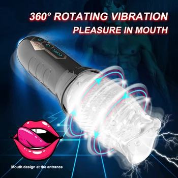 Dönen Vibratör Masturbator Kupası Erkekler için Gerçek Oral Seksi Eğitmen Penis Masaj Pussy Erkek mastürbasyon için seks oyuncakları Erkekler için Makinesi
