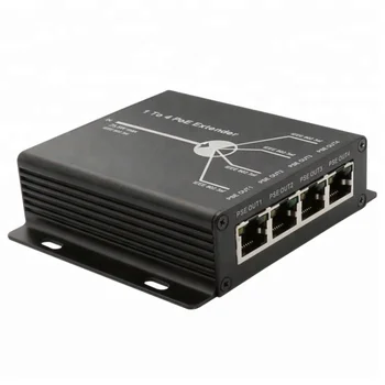 IP kamera için 4 Portlu IEEE802.3af PoE Genişletici, 10/100M LAN bağlantı noktaları ile 120m iletim mesafesini uzatır