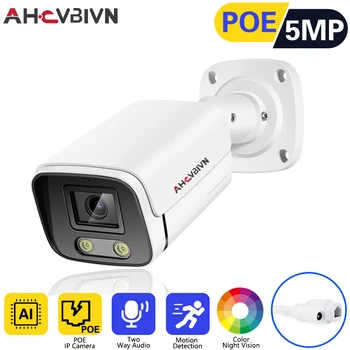 H. 265 Gerçek 5MP Aı Akıllı POE IP Kamera İki Yönlü Ses İnsan Algılama Açık Kamera CCTV Sistemi Video Gözetim