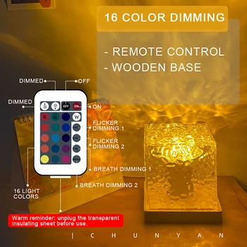 Dinamik Dönen Su Dalgalanma Projektör Gece Lambası 16 Renk Alev Kristal Lamba Oturma Odası Çalışma Odası için Dinamik Dönen