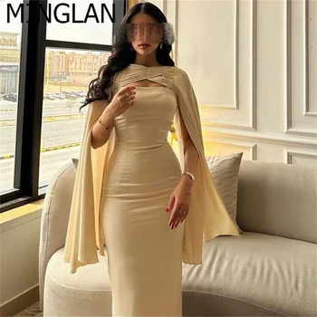 MINGLAN Beyaz O Boyun Kolsuz Mermaid Uzun Örgün Akşam Elbise Ayak Bileği Uzunluğu Plise Moda Zarif Balo elbisesi 2023'te Yeni