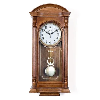 Avrupa Pil Kumandalı Antika Büyükbaba Duvara Monte Ahşap Vintage Sarkaçlı Duvar saati
