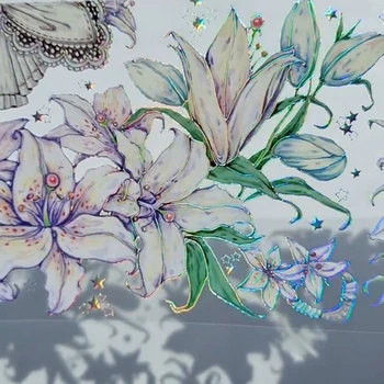 1 Döngü Güzel Zambak Çiçeği Parlak Bant PET Dekoratif Kolaj
