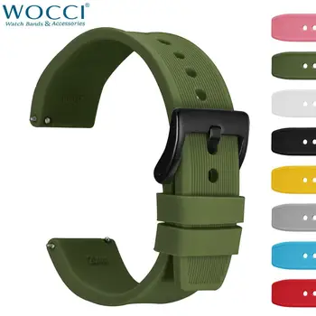 WOCCI 8 silikon renkler saat kayışı Bilezik Adam Kadınlar için 18mm 20mm 22mm 24mm Spor Rahat Yedek Watchband Şerit Doku