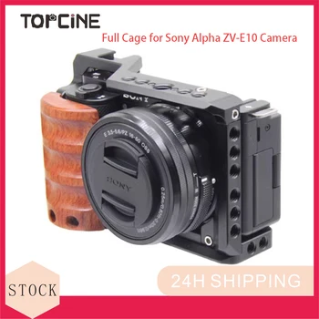 Topcine ZV-E10 Kafes Ahşap Saplı Uyumlu Sony Alpha ZV-E10 Kamera, Alüminyum Alaşımlı Kamera Rig Sony ZVE10 Kamera.