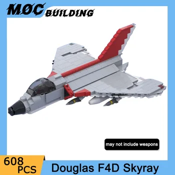 MOC Douglas F4D Skyray Yapı Taşı Tuğla Jet Modeli 1: 35 Minifigure Ölçekli Uçak DIY Montaj Bulmaca Çocuk Oyuncakları Hediyeler 608 ADET