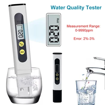 Taşınabilir TDS Metre Dijital su test cihazı 0-9990ppm İçme Suyu Kalitesi Analizörü Monitör Su test kalemi Akvaryum Balık tankı İçin