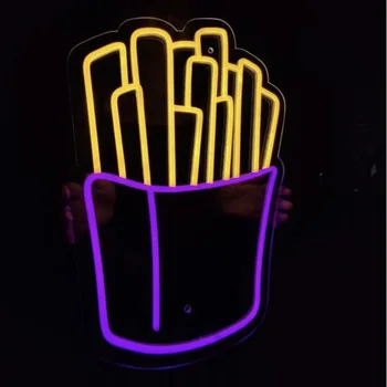 Neon burcu özel hamburg Pizza cips reklam Neon ışık dükkanı dekor iş Neon gece 12V Led Temas Kurmaktan Çekinmeyin