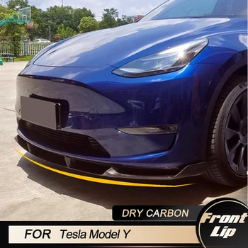Araba Ön ÖN TAMPON Tesla Modeli Y Sport Utility 4-Door 2019-2023 Ön ÖN TAMPON Bölücülerle Çene Koruyucu Kuru Karbon