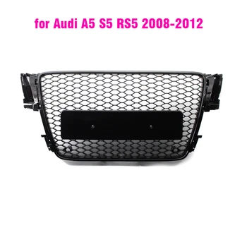 Parlak Siyah Ön Tampon Izgara Izgaraları altıgen ağ Petek Audi A5 S5 RS5 B8 2009 2010 2011 2012 şekillendirici