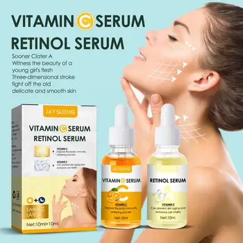 C vitamini + Retinol Yüz Serum Anti-aging Kırışıklıkları Azaltmak Bir Yüz Nemlendirici Beyazlatma Sabah C Gözenekleri Akşam Özü Rep Q1T8