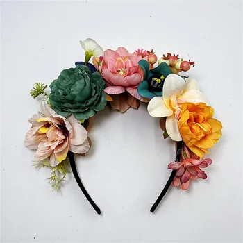 Yeni Moda kişilik Boho Çiçek Taçlar Kafa Bandı Kadınlar İçin Sahte Çiçek Kafa Bandı Düğün Sanat Fotoğrafçılığı saç aksesuarları