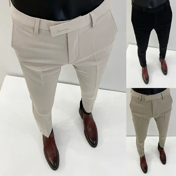 2023Hot satış Erkekler pantolon slim fit uzun kollu erkek gömlek Rahat Ayak Bileği Uzunluğu Pantolon Streetwear Erkekler Yüksek Kaliteli Takım Elbise Pantolon Adam İçin Günlük Giyim