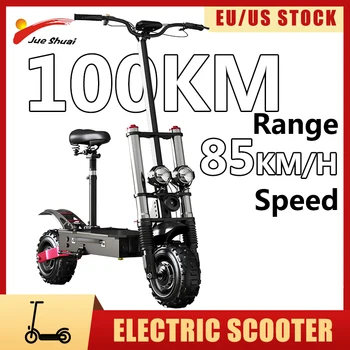 100KM Uzun Menzilli Elektrikli Scooter Çift Motorlu 5600W Scooter Elektrikli Yüksek Hızlı 85 km/saat E Scooter lastik 11 