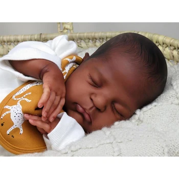 20 inç Remi Zaten Boyalı Bitmiş Yeniden Doğmuş Bebek Bebek Koyu Kahverengi Cilt Uyku Bebek 3D Boyama Görünür Damarlar