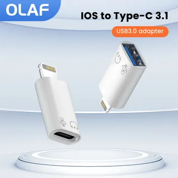 Olaf USB Tip C Yıldırım Adaptörü Şarj iPhone 12 11 13 14 Pro USB 3.0 Hızlı Şarj Veri transferi Kulaklık Dönüştürücü