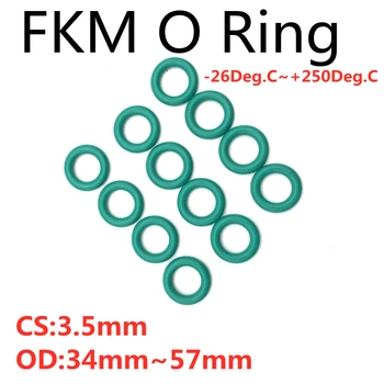 50 adet Yeşil FKM O Ring Sızdırmazlık Contaları CS 3.5 mm OD 34mm ~ 57mm Flor Kauçuk Yalıtım Yağı Yüksek Sıcaklık Dayanımı Yıkayıcı