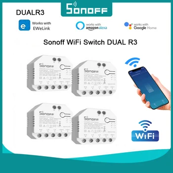 Sonoff WiFi Anahtarı ÇİFT R3 DIY Güç Ölçümü İle ÇİFT R3 Röle Modülü 2 Gang Akıllı Ev Anahtarı Üzerinden eWeLink Alexa Google Ev