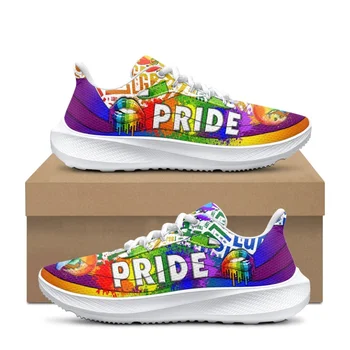 Bayanlar Sneakers Lüks LGBT Gurur Gökkuşağı Bayrağı Tasarımcı Rahat Kaymaz Dantel-Up Ayakkabı Hafif Rahat Kız koşu ayakkabıları