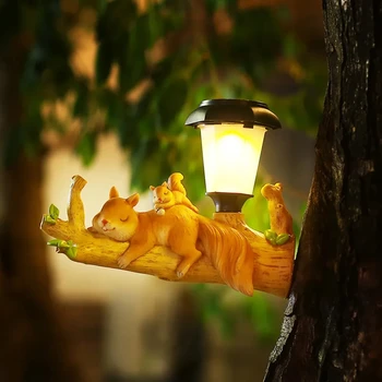 Güneş Lambası Sevimli Hayvan Heykeli Sincap Tembellik LED bahçe ışıkları yaratıcı Su Geçirmez Lamba Ağacı Veranda Avlu Güneş Lambaları