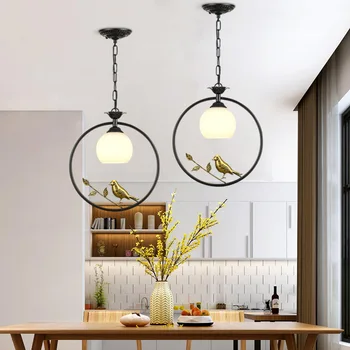 Vintage Loft kolye ışıkları yaratıcı kuş lamba yemek odası dekorasyon aydınlatma armatürleri oturma odası ev kapalı LED kolye cilası