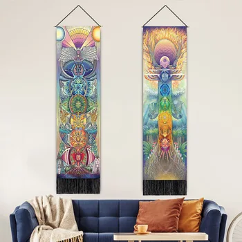 Iskandinav Boho Dekor Goblen Duvar Asılı Makrome Kaydırma Resimleri Tuval Poster Oturma Odası yatak odası dekoru Estetik Psychedelic