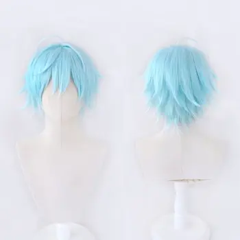 Anime Genshin Darbe Chongyun Cosplay Peruk mavi kısa saç ısıya dayanıklı Sentetik Peruk Cadılar Bayramı Partisi Rol Oynamak